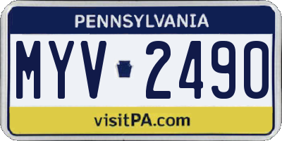 PA license plate MYV2490