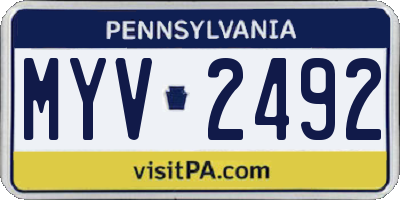 PA license plate MYV2492