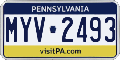 PA license plate MYV2493