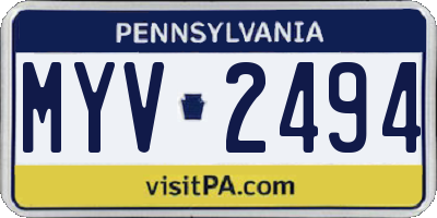 PA license plate MYV2494