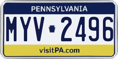 PA license plate MYV2496