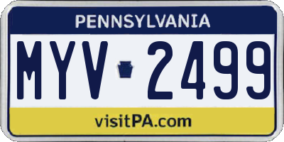 PA license plate MYV2499