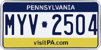 PA license plate MYV2504