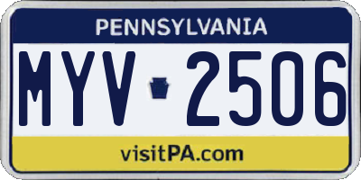 PA license plate MYV2506