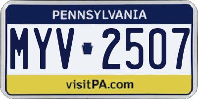 PA license plate MYV2507