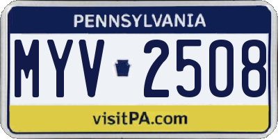 PA license plate MYV2508