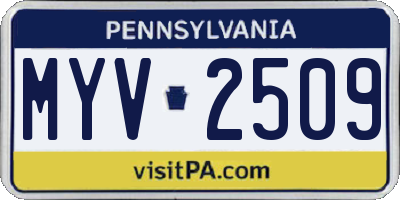 PA license plate MYV2509