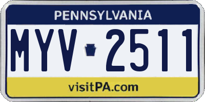 PA license plate MYV2511