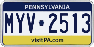 PA license plate MYV2513