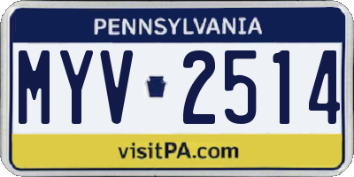 PA license plate MYV2514