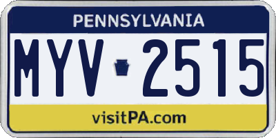 PA license plate MYV2515