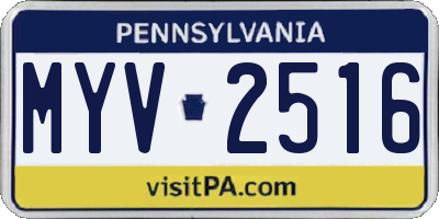 PA license plate MYV2516
