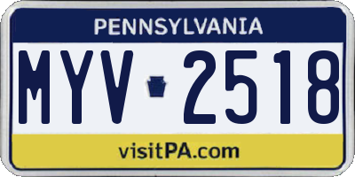 PA license plate MYV2518