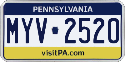 PA license plate MYV2520