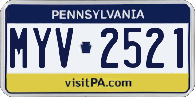 PA license plate MYV2521