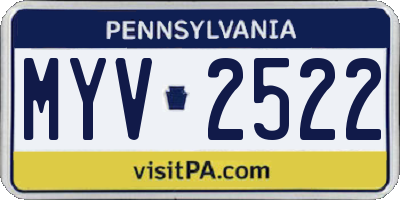 PA license plate MYV2522
