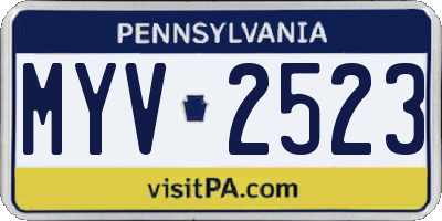 PA license plate MYV2523