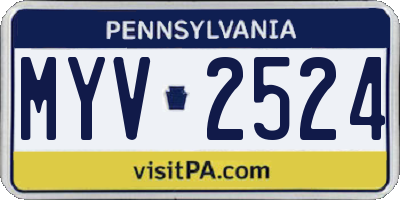 PA license plate MYV2524