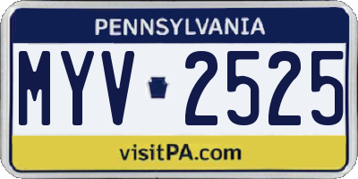 PA license plate MYV2525