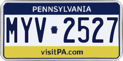 PA license plate MYV2527