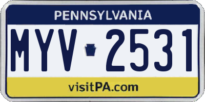 PA license plate MYV2531