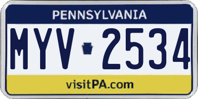 PA license plate MYV2534
