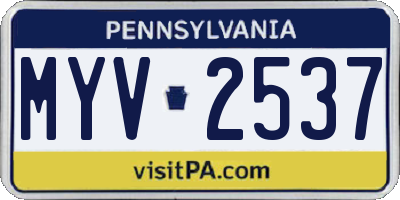 PA license plate MYV2537