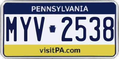 PA license plate MYV2538
