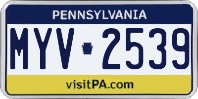 PA license plate MYV2539