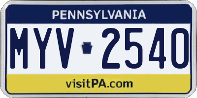 PA license plate MYV2540