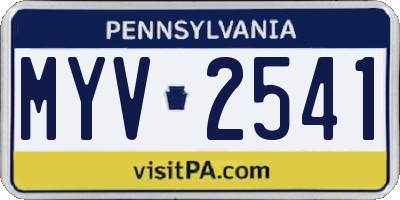 PA license plate MYV2541