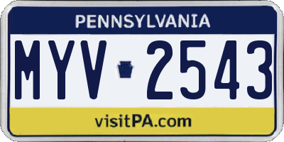 PA license plate MYV2543