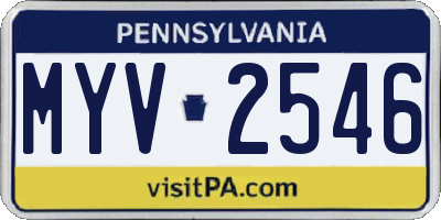PA license plate MYV2546