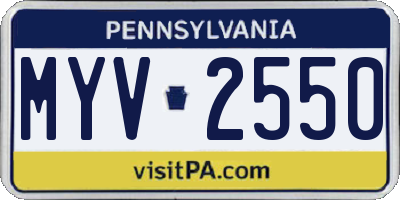 PA license plate MYV2550