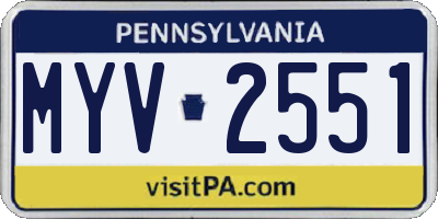PA license plate MYV2551