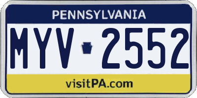 PA license plate MYV2552