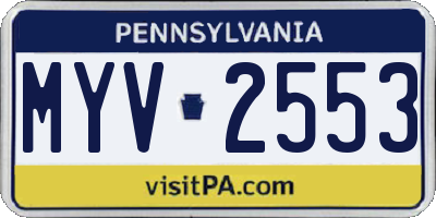 PA license plate MYV2553