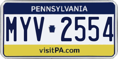 PA license plate MYV2554