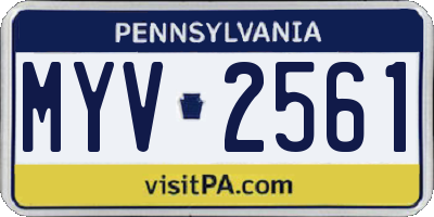 PA license plate MYV2561