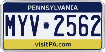 PA license plate MYV2562