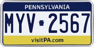 PA license plate MYV2567