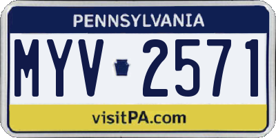 PA license plate MYV2571