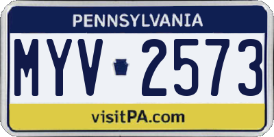PA license plate MYV2573