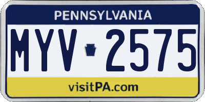 PA license plate MYV2575