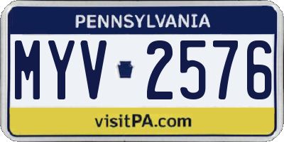 PA license plate MYV2576