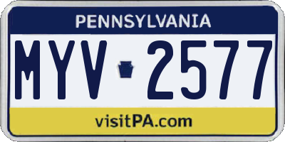 PA license plate MYV2577
