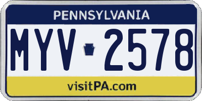 PA license plate MYV2578
