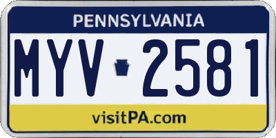 PA license plate MYV2581