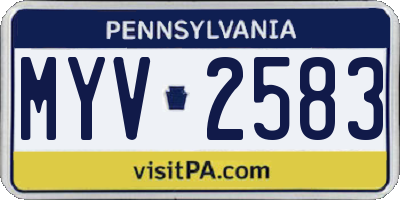 PA license plate MYV2583