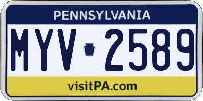 PA license plate MYV2589